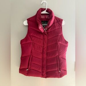 Eddie Bauer Goose Down Puffer Vest Womens SZ M 550 Fill Power Raspberry Pink